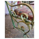 Vintage Wrought Iron Bench with Floral Cushions