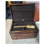 Vintage Wooden Cutlery Chest with Sterling Silverware