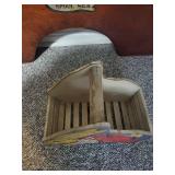 Collection of Woven Baskets and Wooden Holder