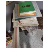 Crafting and Sewing Supplies with Books and Fabrics