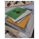 Crafting and Sewing Supplies with Books and Fabrics
