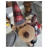 Plush Reindeer with Santa & Snowman Holiday Decoration