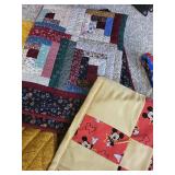 Lot of Colorful Patchwork and Applique Quilts