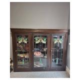 Antique Arts & Crafts Cabinet with Stained Glass Doors - 78"x54"x15"