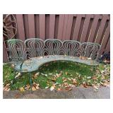 Antique Art Nouveau Metal Outdoor Curved Bench