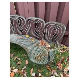 Antique Art Nouveau Metal Outdoor Curved Bench