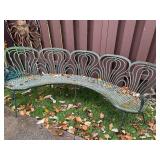 Antique Art Nouveau Metal Outdoor Curved Bench