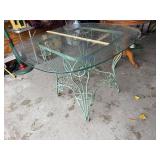 Vintage Ornate Metal Patio Table with Glass Top