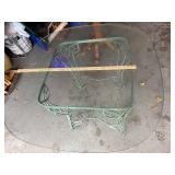 Vintage Ornate Metal Patio Table with Glass Top