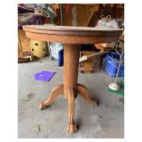 Antique Wooden Pedestal Table with Claw Feet
