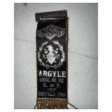 Vintage Knights of Pythias Ribbon Argyle Lodge No. 182 Sheffield Iowa