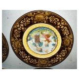 Set of 4 Vintage Majolica Pottery Decorative Embossed Ceramic Plates