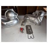 Vintage Aluminum Duck & Lamb Cake Baking and Candy Molds Set