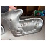 Vintage Aluminum Duck & Lamb Cake Baking and Candy Molds Set