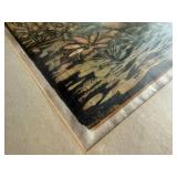 Antique Framed Print of Girl in Garden Block Art Signed