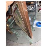 Vintage Art Deco Stained Glass Window Panel with Wood Frame