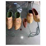Vintage Carved Wooden Santa Face Clogs Lot