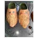Vintage Carved Wooden Santa Face Clogs Lot