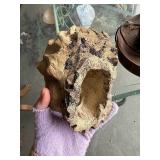 Vintage Wooden Table Lamp and Stone Sculpture