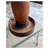 Vintage Wooden Table Lamp and Stone Sculpture