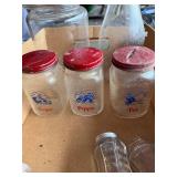 Vintage Hazel Atlas Dutch Boy Glass Shakers, Bo Bo the Clown Bottles, and Bottle Collection with Unique Designs