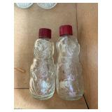 Vintage Hazel Atlas Dutch Boy Glass Shakers, Bo Bo the Clown Bottles, and Bottle Collection with Unique Designs