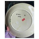 Vintage Pair of 1935 Hand-Painted Floral Plates by Ethel