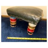 Vintage Footstool with Colorful Wooden Legs