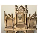 Antique Wooden Religious Shrine with Intricate Carvings