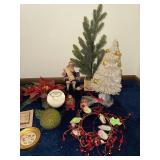 Assorted Christmas Decorations: Santa Figurines, Trees, Ornaments & More