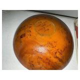 Vintage Red Wing Hand-Painted Pottery Cups Saucers Tray & Wooden Bowl Set