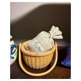 Vintage Ceramic Lamp, Floral Jug, Basket, Shoe & Embroidered Cushion Lot