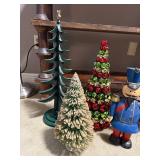 Festive Holiday Decor Lot: Soldier, Trees, Santa Jar