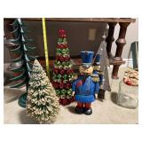 Festive Holiday Decor Lot: Soldier, Trees, Santa Jar