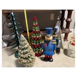 Festive Holiday Decor Lot: Soldier, Trees, Santa Jar