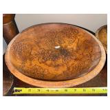 Set of Hand-Carved Wooden Bowls with Engraved Designs