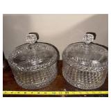 Vintage Embossed Glass Candy Jars with Lids - Set of 3