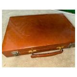 Vintage Leather Backgammon Set with Dice and Chips