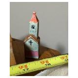 Vintage Wooden Tray with Art Brushes and Collectibles