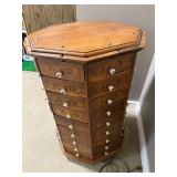 Antique octagonal hardware store screw and bolt rotating cabinet