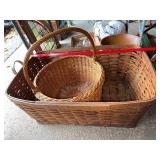 Large Antique Split Oak Woven Basket and Medium Woven Basket Set