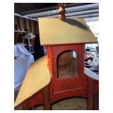 Antique Wooden Church/Schoolhouse on Wheels Rustic Red and Green Finish