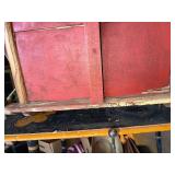 Antique Wooden Church/Schoolhouse on Wheels Rustic Red and Green Finish