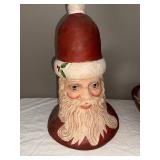 Handcrafted Santa Head Sculpture & Santa Face Bowl Set