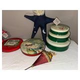 Vintage Christmas Tins & Decorations Lot