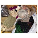 Basket of Assorted Wool Fabric for Crafts and Sewing