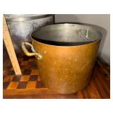 Vintage Metal Mixing Bowl and Brass Pots Set