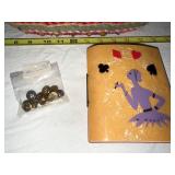 Vintage Collectibles Lot: Basket, Toys, and Bridge Set