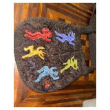 Colorful Abstract Wool Dancing Figures Shoulder Bag