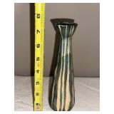 Vintage Mid-Century Rockabilly Blue Striped Ceramic Vase